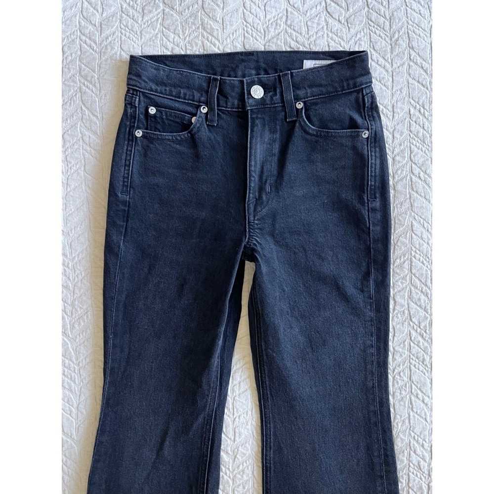 AYR The Ray Modern Flare Size 24S Valet Black Jeans High Rise - Picture 7 of 8
